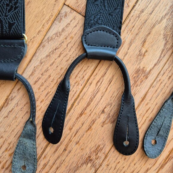 L'Aiglon France Elastic Black Floral Garden Embossed suspenders CAS Germany - Picture 12 of 15